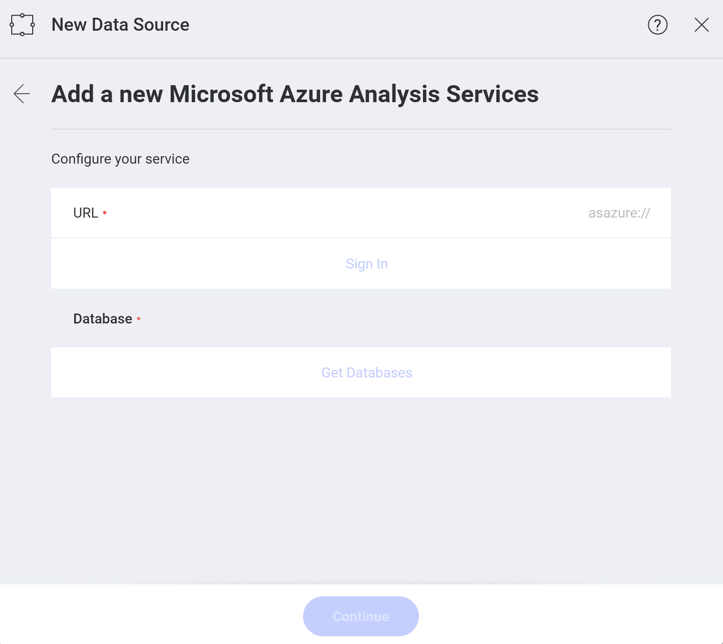 Configuring an azure analysis services connection
