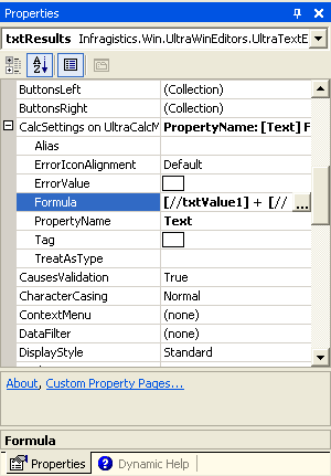 show properties added to control in the properties window