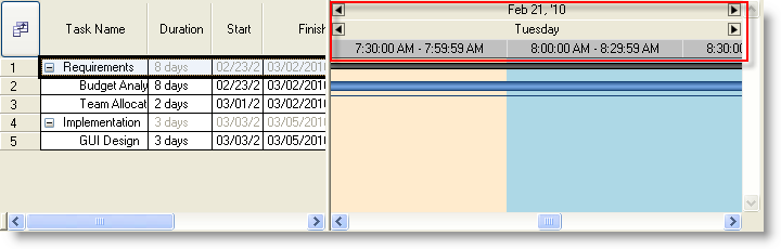 WinGanttView Set Timeline Intervals in Chart Area of WinGanttView 01.png
