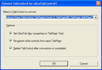 screen shot of tab control converter to ultratabcontrol dialog