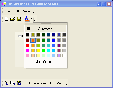 example of ultratoolbarsmanager popupcolorpicker tool