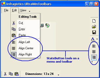 example of ultratoolbarsmanager statebutton tool