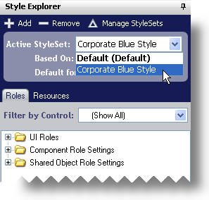 Shows how to change the Active StyleSet in teh Style Explorer.