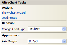 The Smart Tag that displays for chart in Visual Studio design surface.