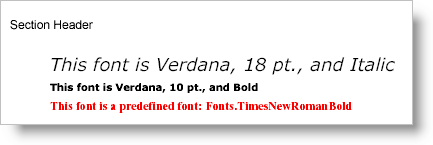 Shows several of the fonts available for use in PDFs