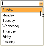 shows days of the week in the ultracomboeditor