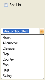 shows a list of items in the wincomboeditor unsorted