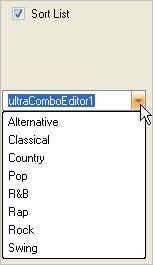 shows a list of items in the wincomboeditor sorted