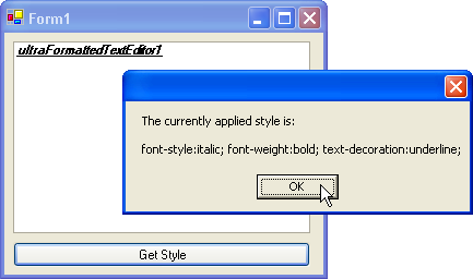 determine the current style of text in ultraformattedtexteditor