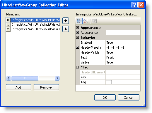 ultralistviewgroup collection editor