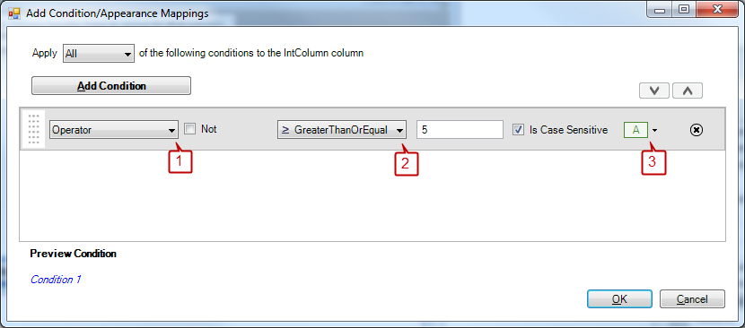 using the conditional formatting dialog box
