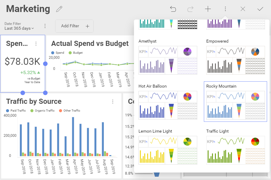 rocky mountain theme in the dashboard themes menu