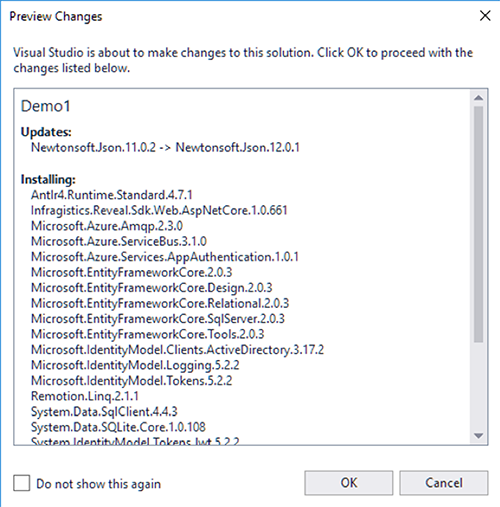 preview changes dialog