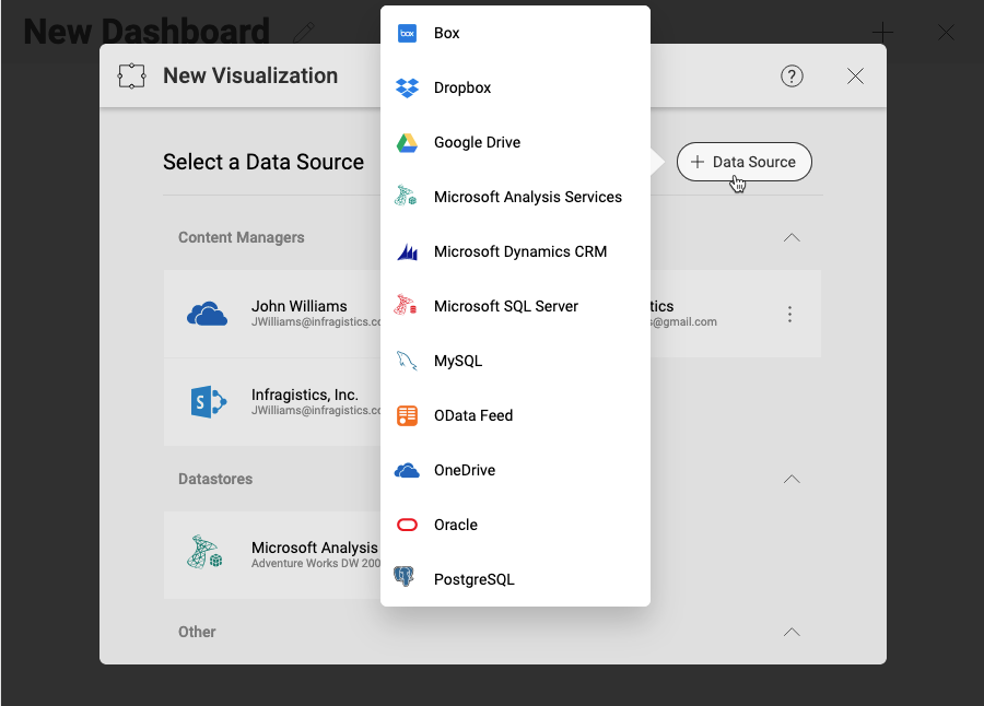 add data source to create dashboards