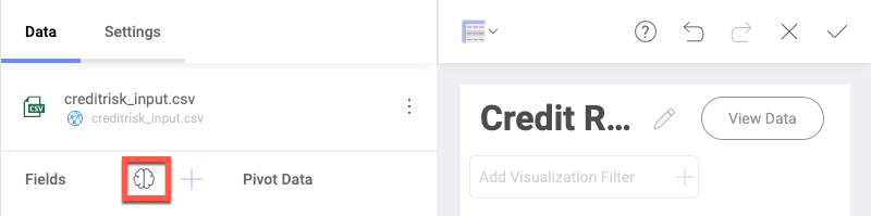 Brain icon location in the Visualization editor