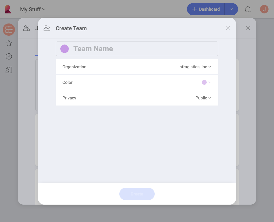 team properties dialog