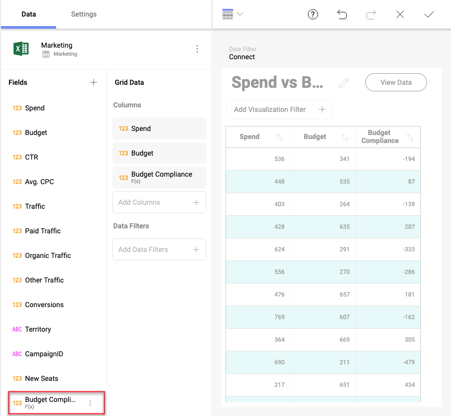 New calculated field at the bottom of fields list