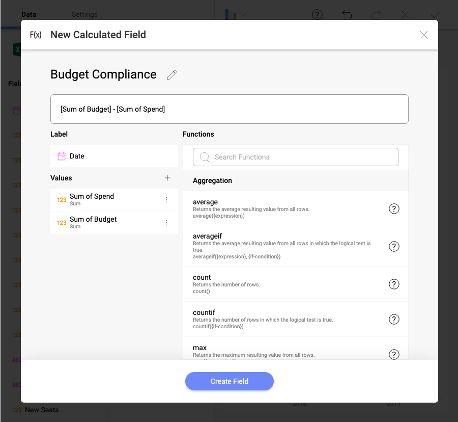 Post calculated field new calculated field screen
