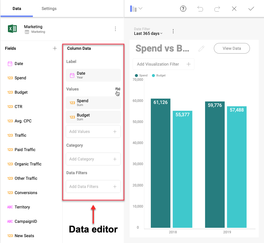 Post calculated fields in the Data editor