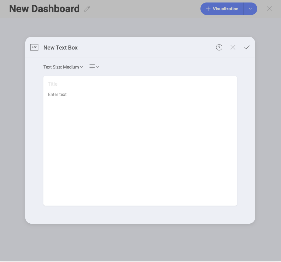 New text box dialog showing an empty text box form