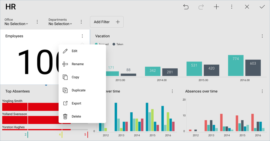 Select edit mode of a visualization