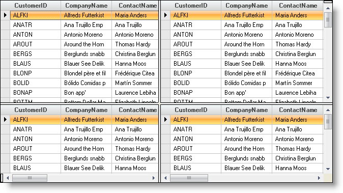 create a scrolling region in a row or column