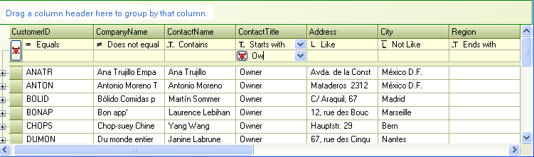fixed filter row support in ultragrid