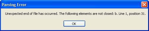 handle an error while parsing formatted text