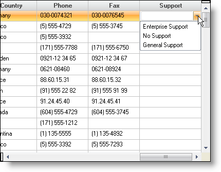 display and store values using valuelists in ultragrid