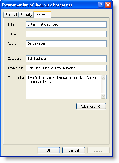 Image of Document Properties