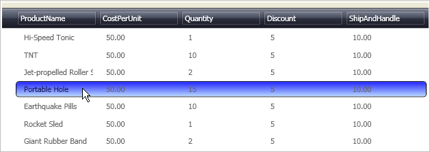 shows xamdatagrid with a different record hover style then the default