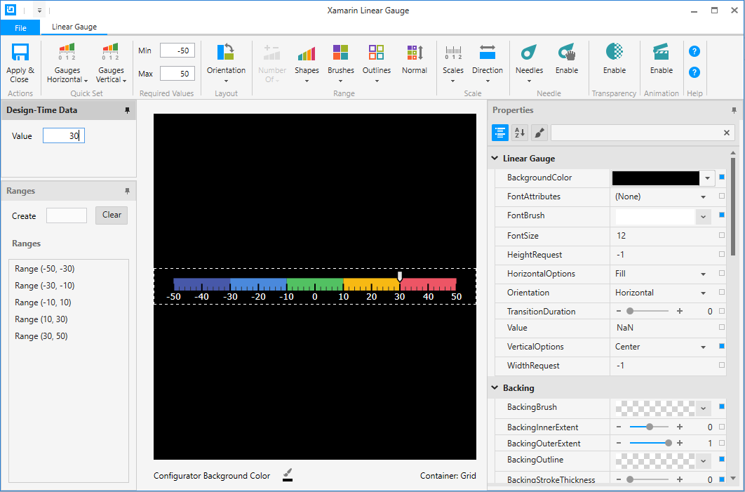 XamLinearGauge Configurator