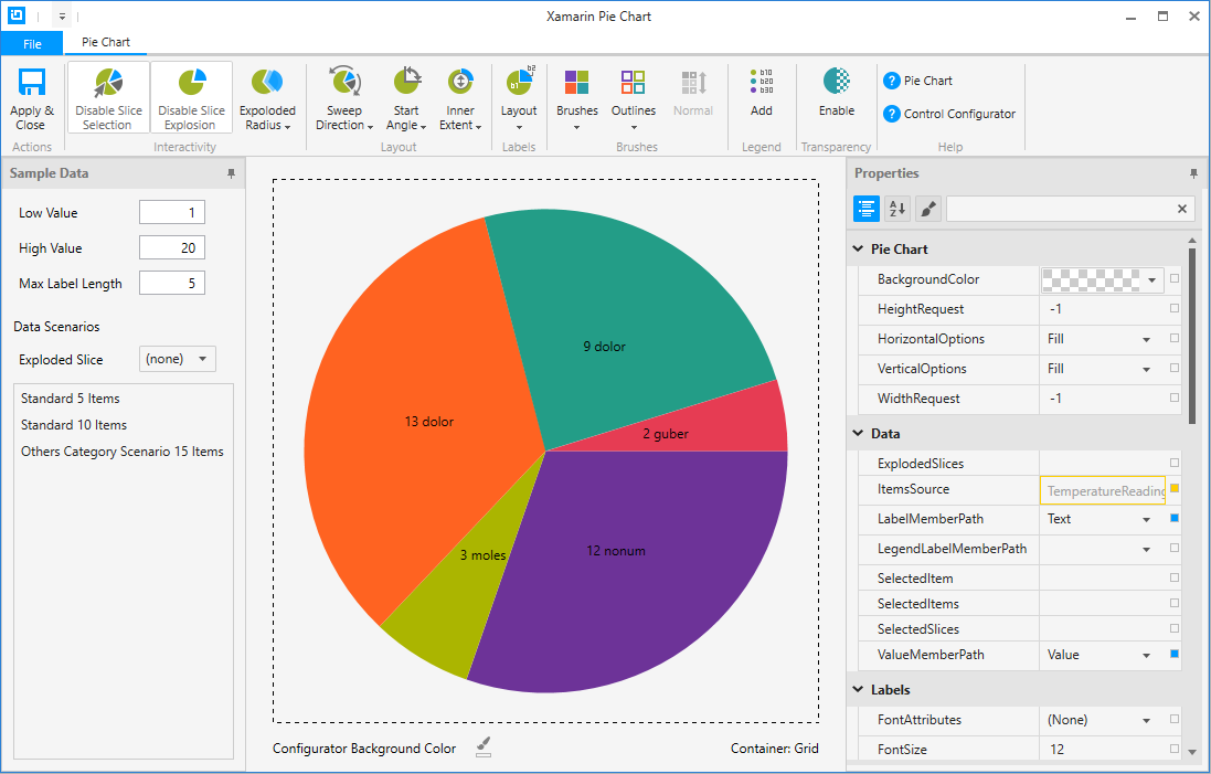XamPieChart Configurator